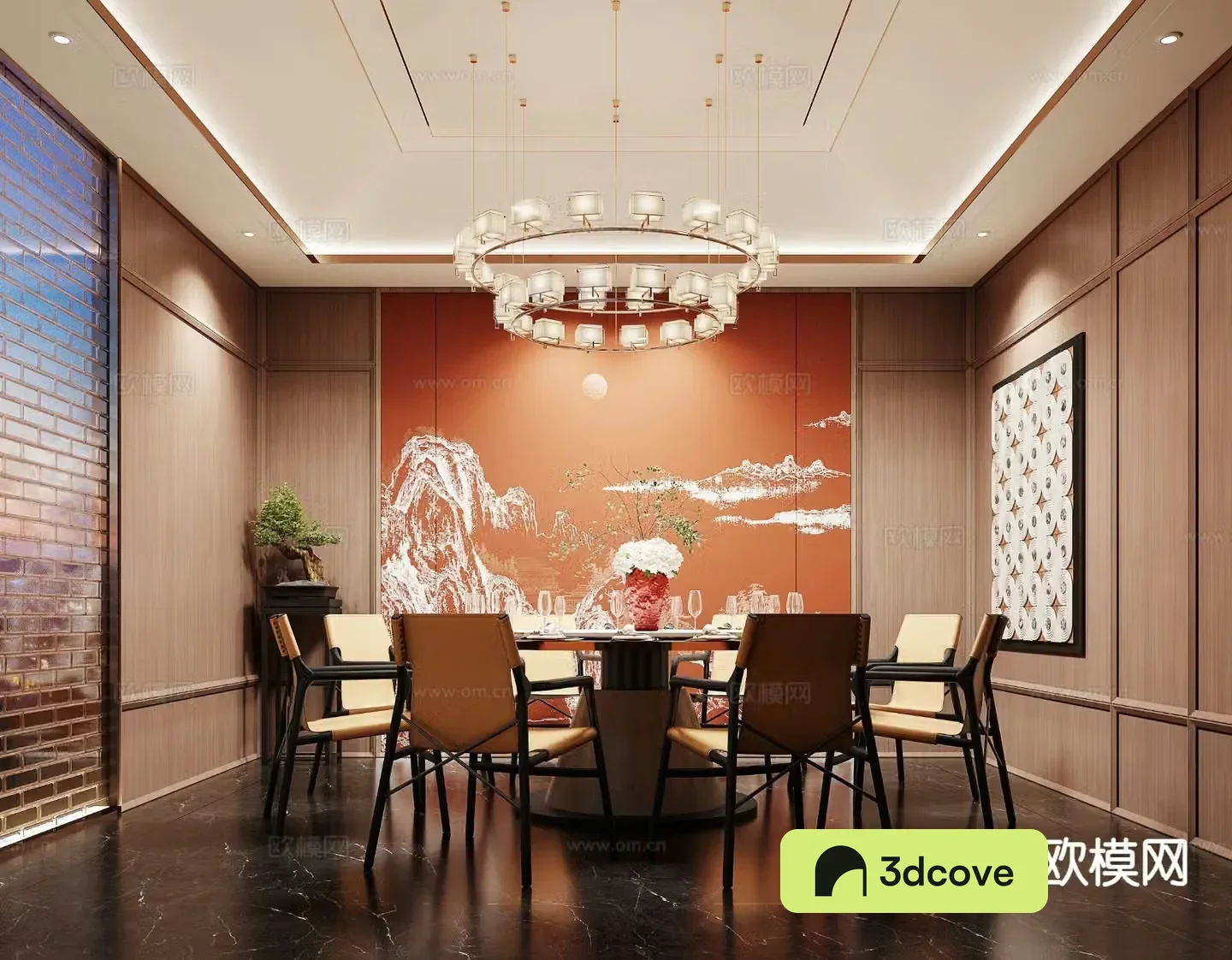 Chinese restaurant private room 3D model of restaurant private room