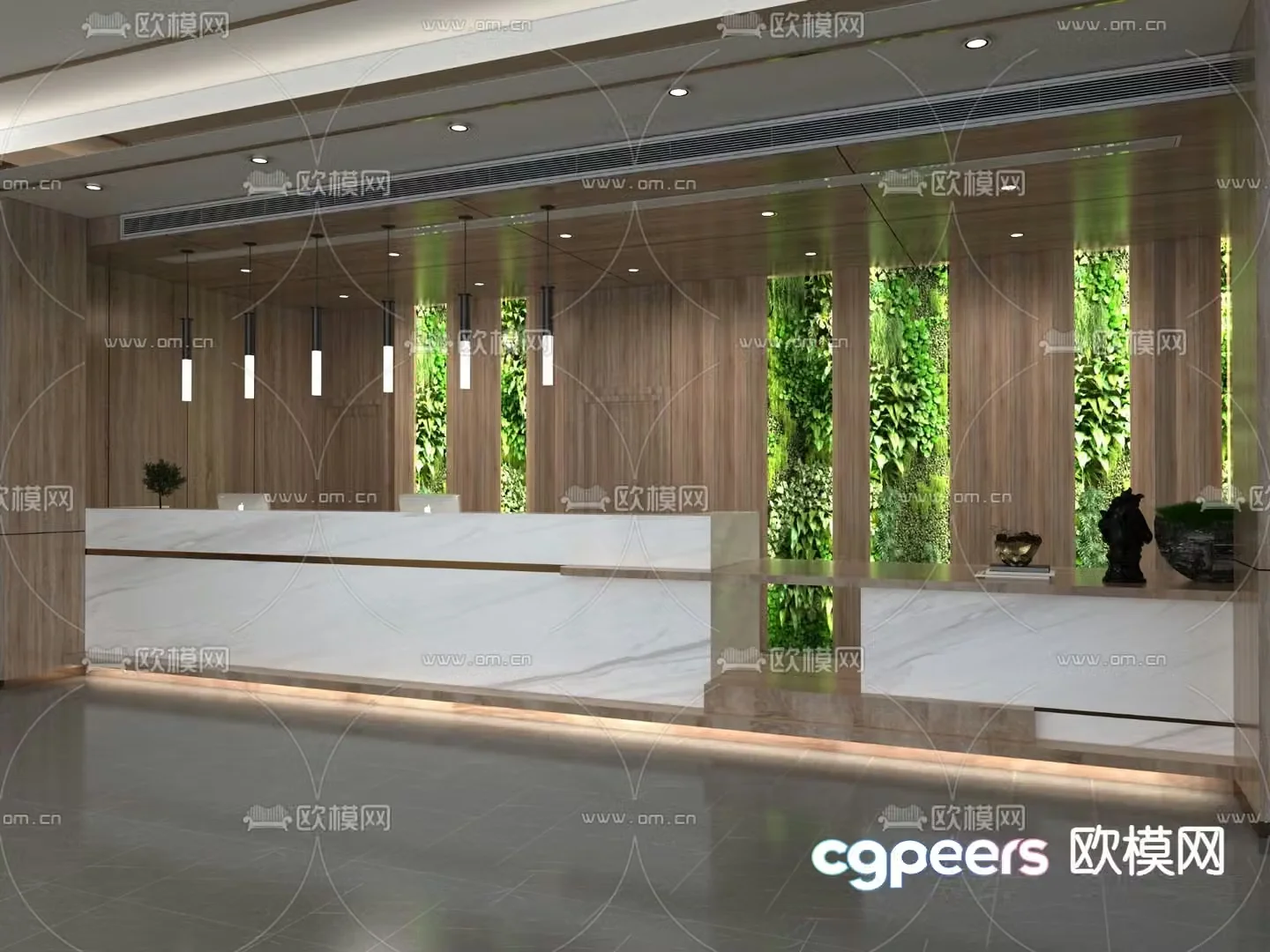 Modern front desk reception desk service desk 3d model