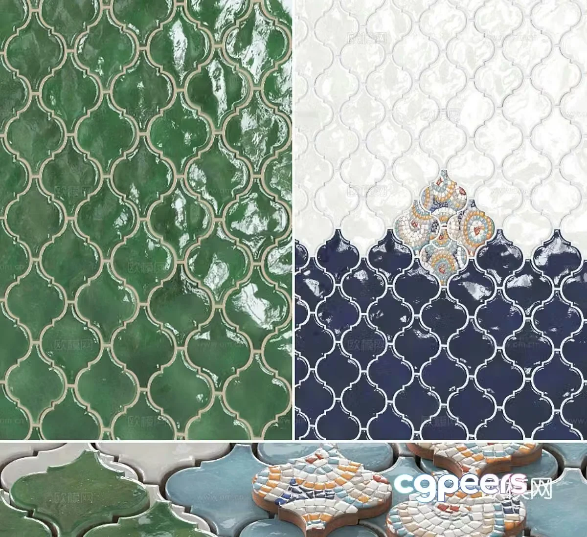 Foreign retro handmade bricks Mold bricks Flower tiles Retro bricks Masked tiles Ceramic tiles 3d model