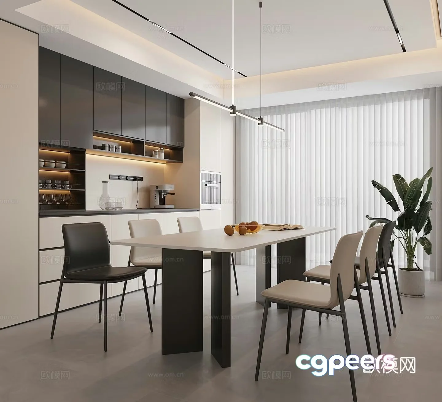 Modern minimalist restaurant 3d model