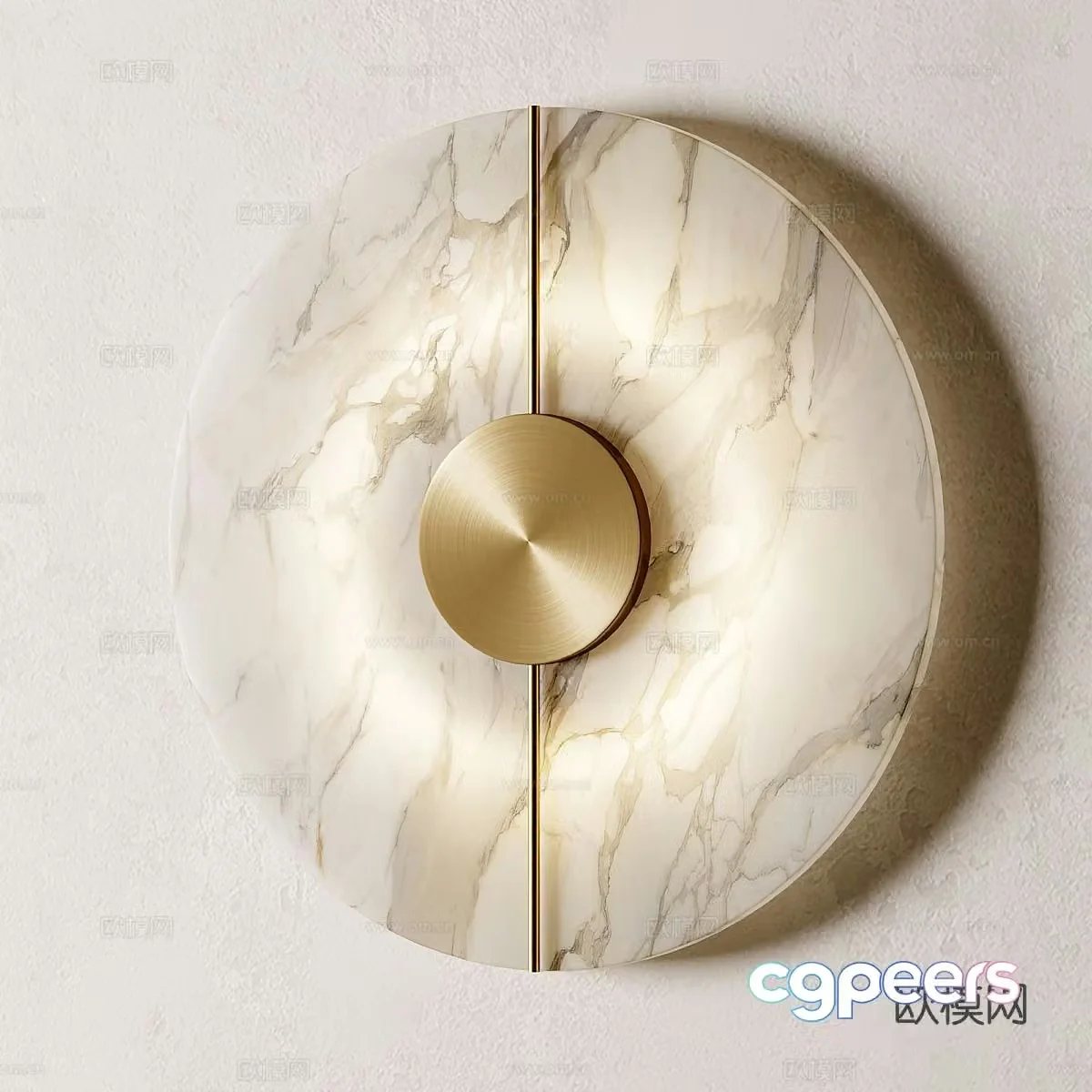 New Chinese style light luxury Radial marble wall light 3D model