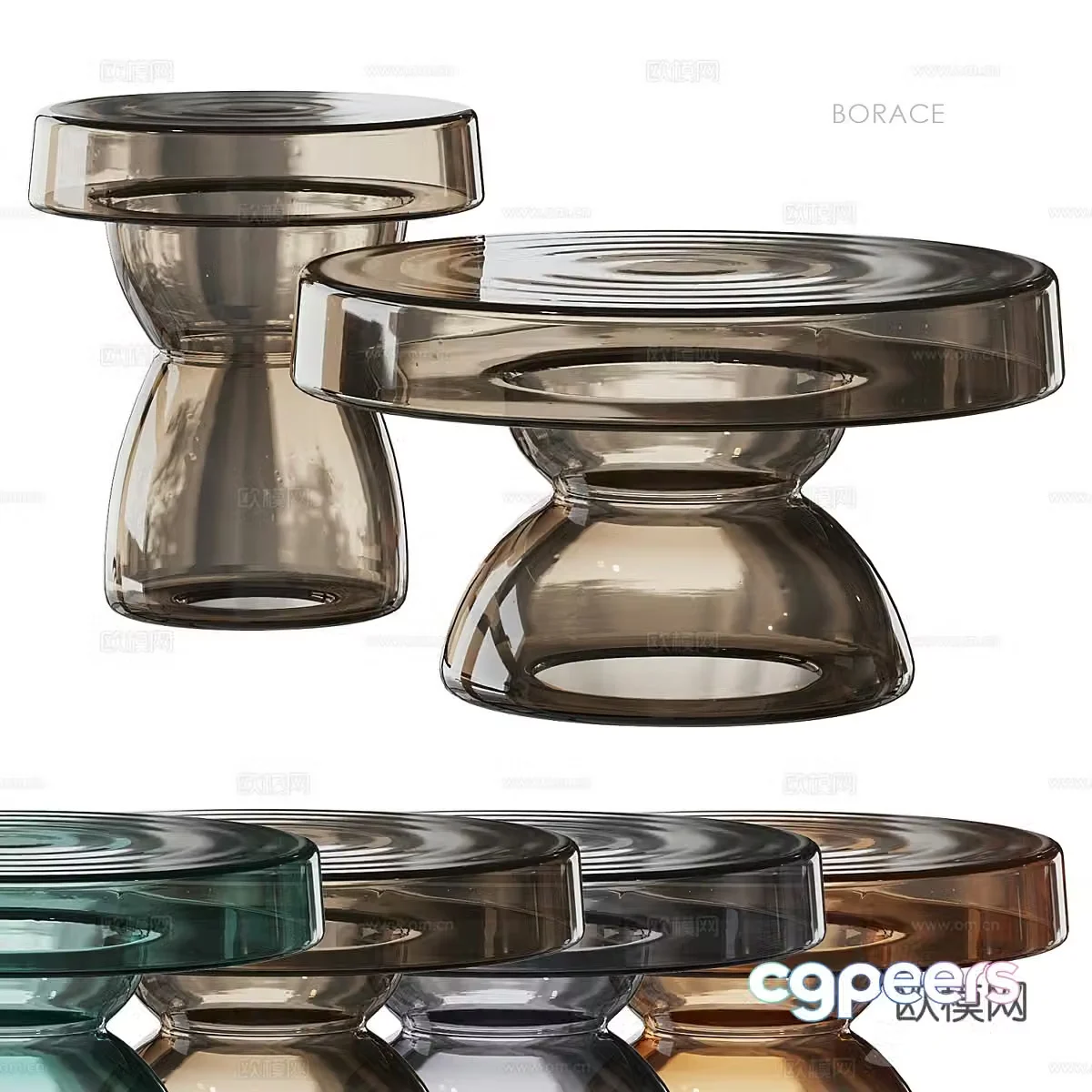 Acrylic coffee table coffee table combination mother and child coffee table acrylic round table acrylic side table semi-transparent 3D model