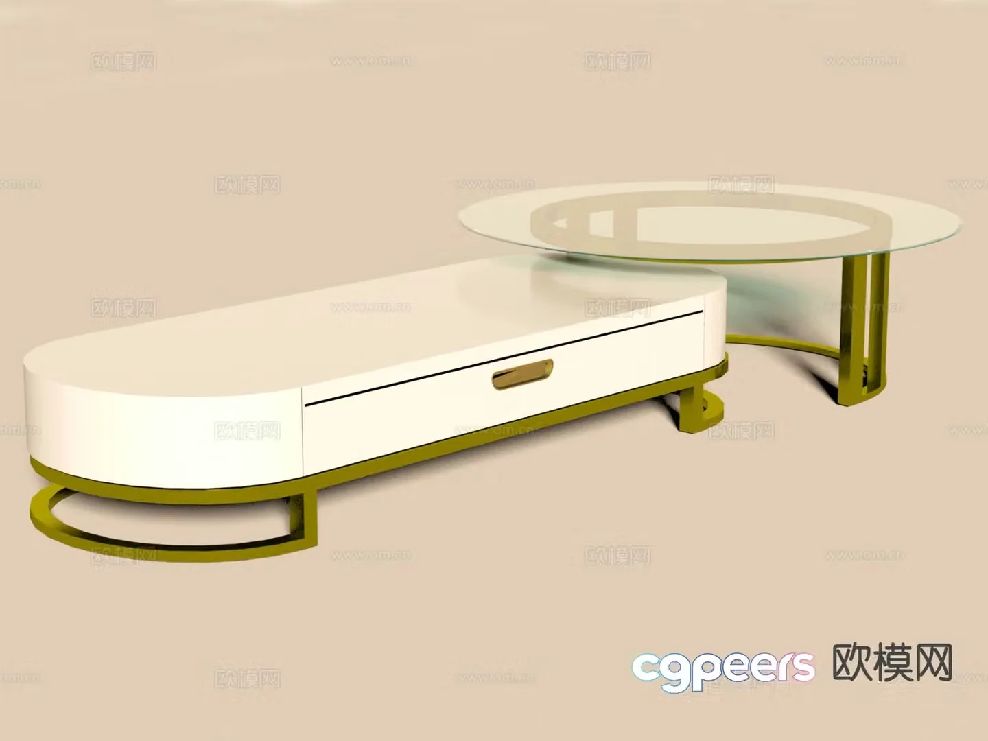 Light luxury mother-in-law coffee table 3D model