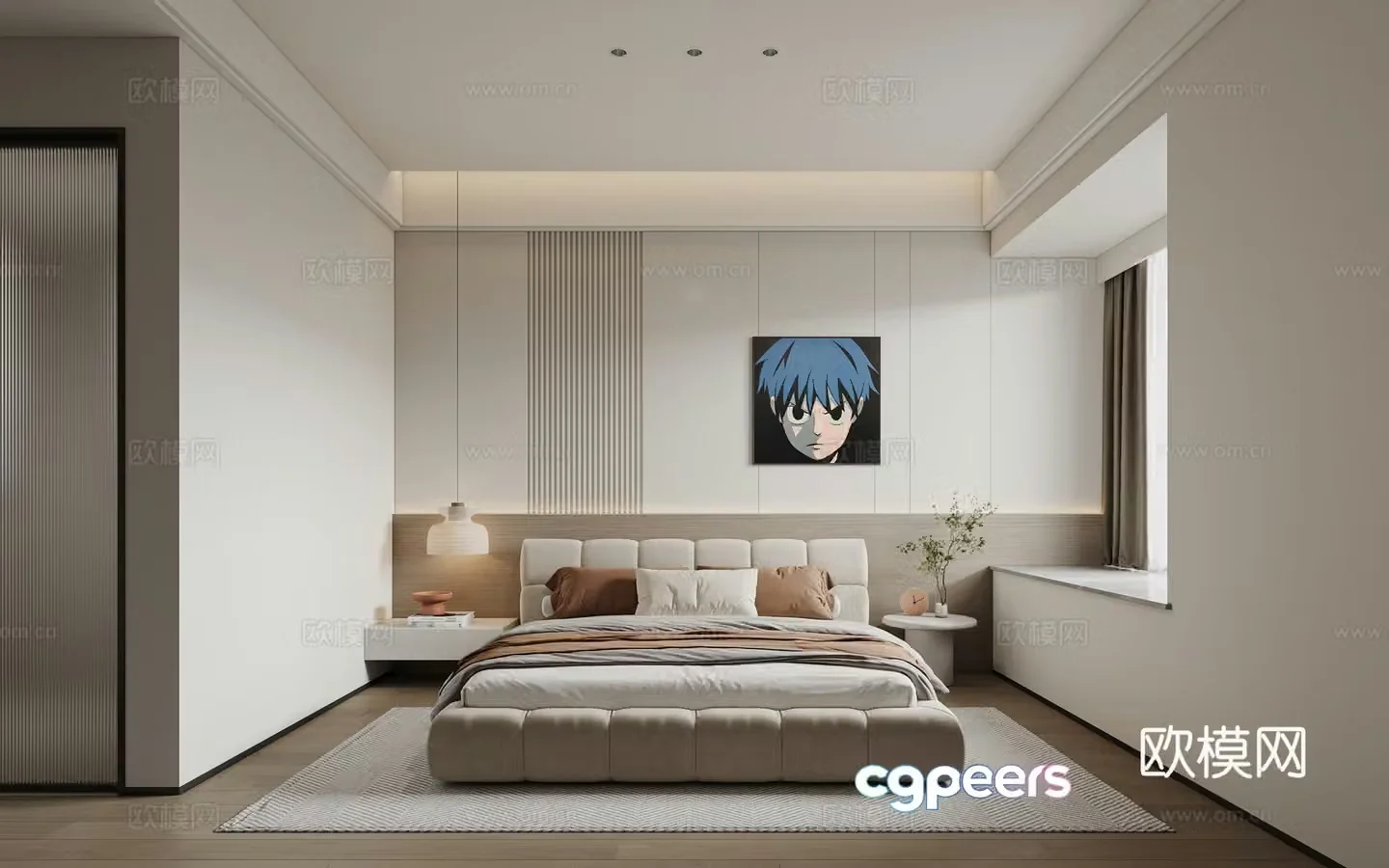 Cream style bedroom second bedroom boy’s room 3D model