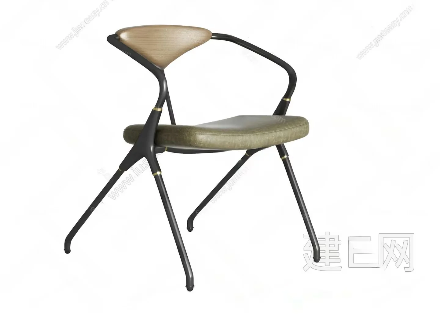 A Chair With A Wooden Seat 3D Model – 21319 – VRAY Render