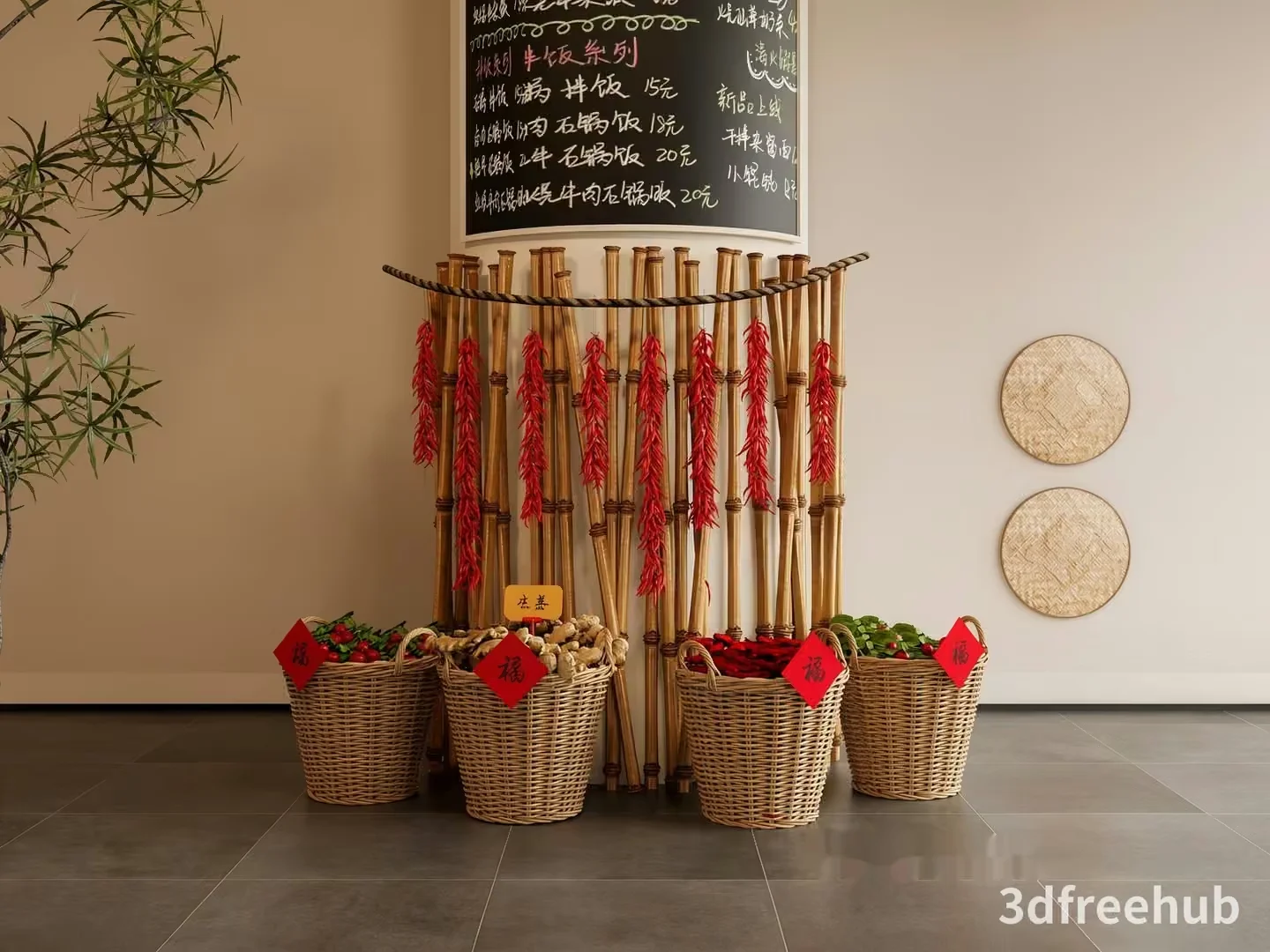 A Decorative Bamboo Stand 3D Model – 19692 – VRAY Render