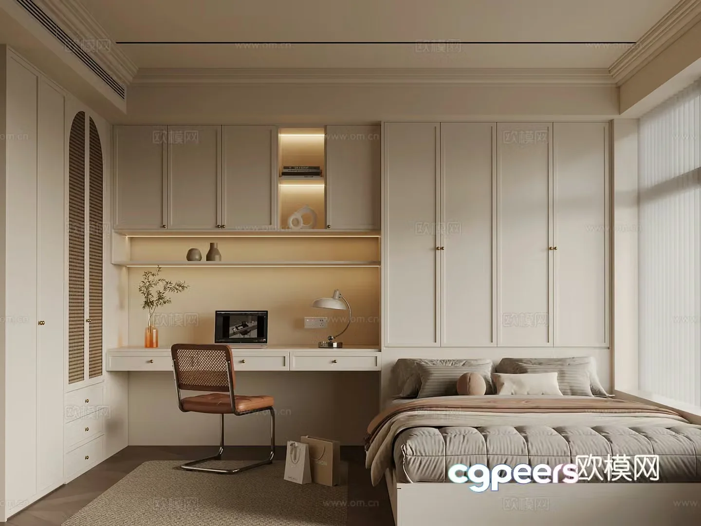 French tatami bedroom 3d model
