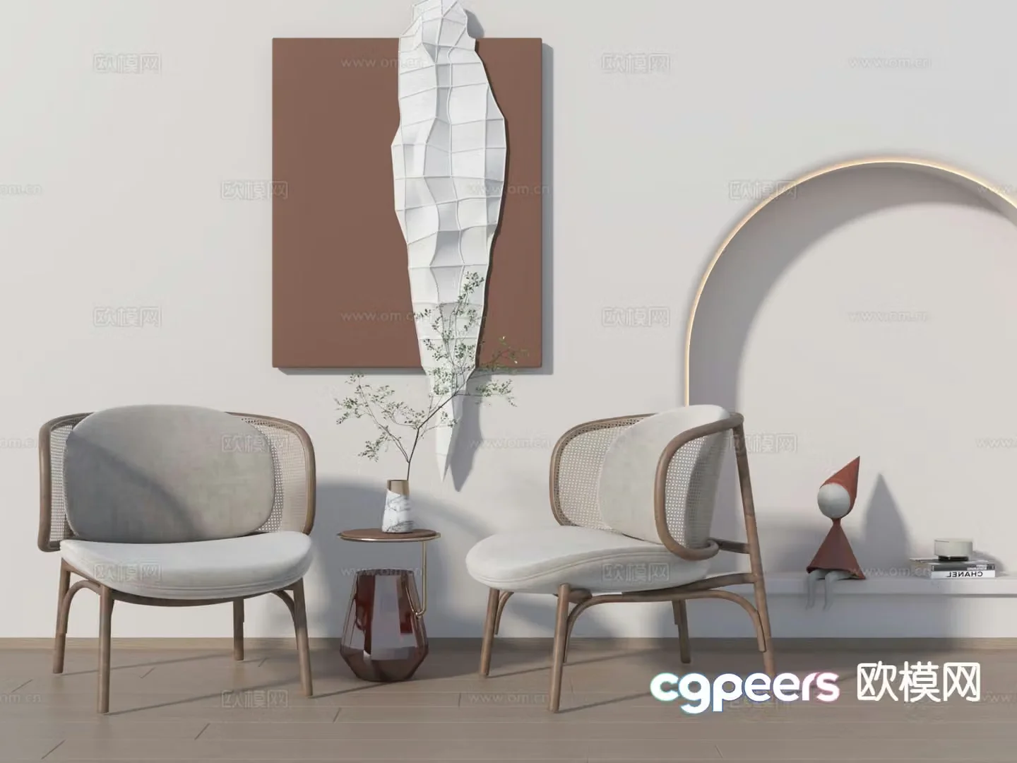 Wabi-sabi style leisure chair chair 3d model