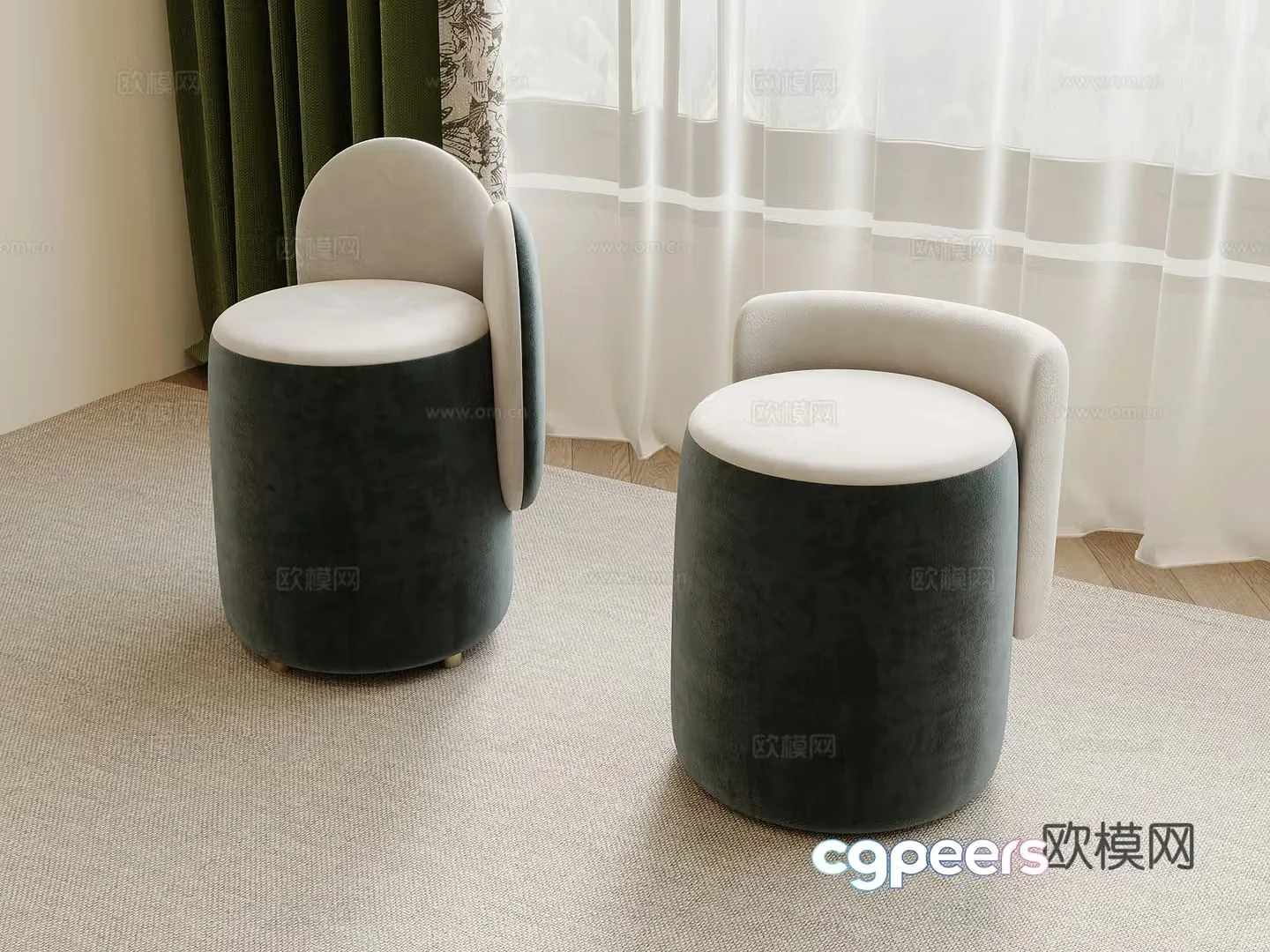 08 stool modern stool round stool low stool makeup stool 3d model