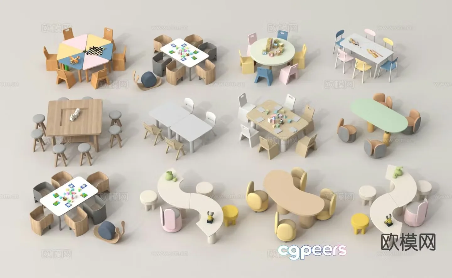 Children’s tables and chairs game table toy table 3d model
