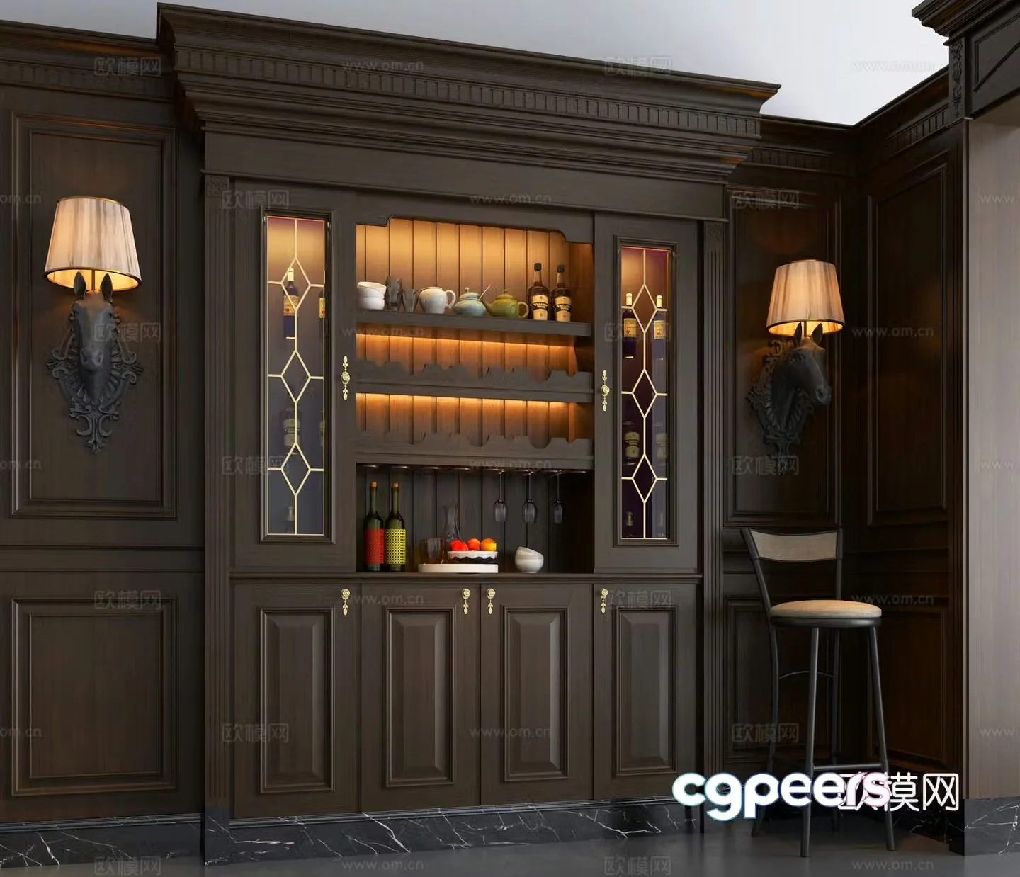 European wine cabinet model 3D model