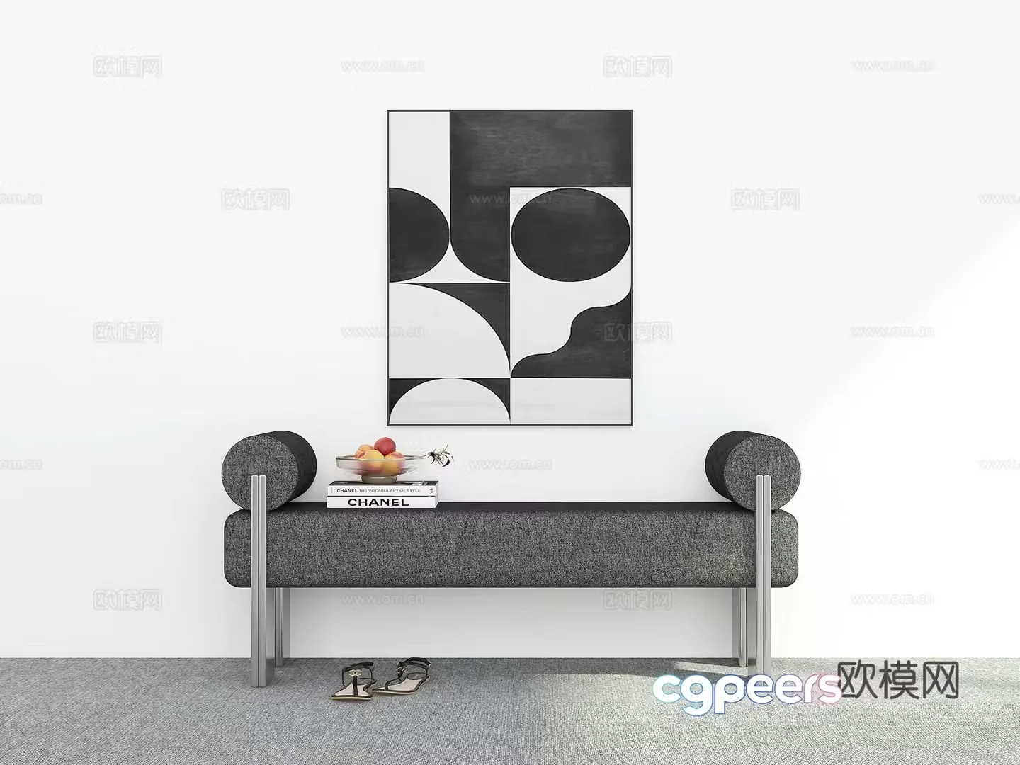 Modern bench shoe changing stool 3d model
