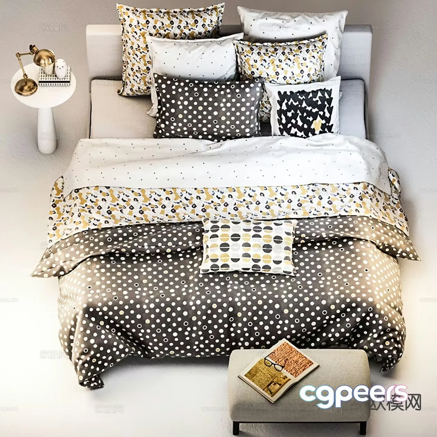 Modern double bed 3d model