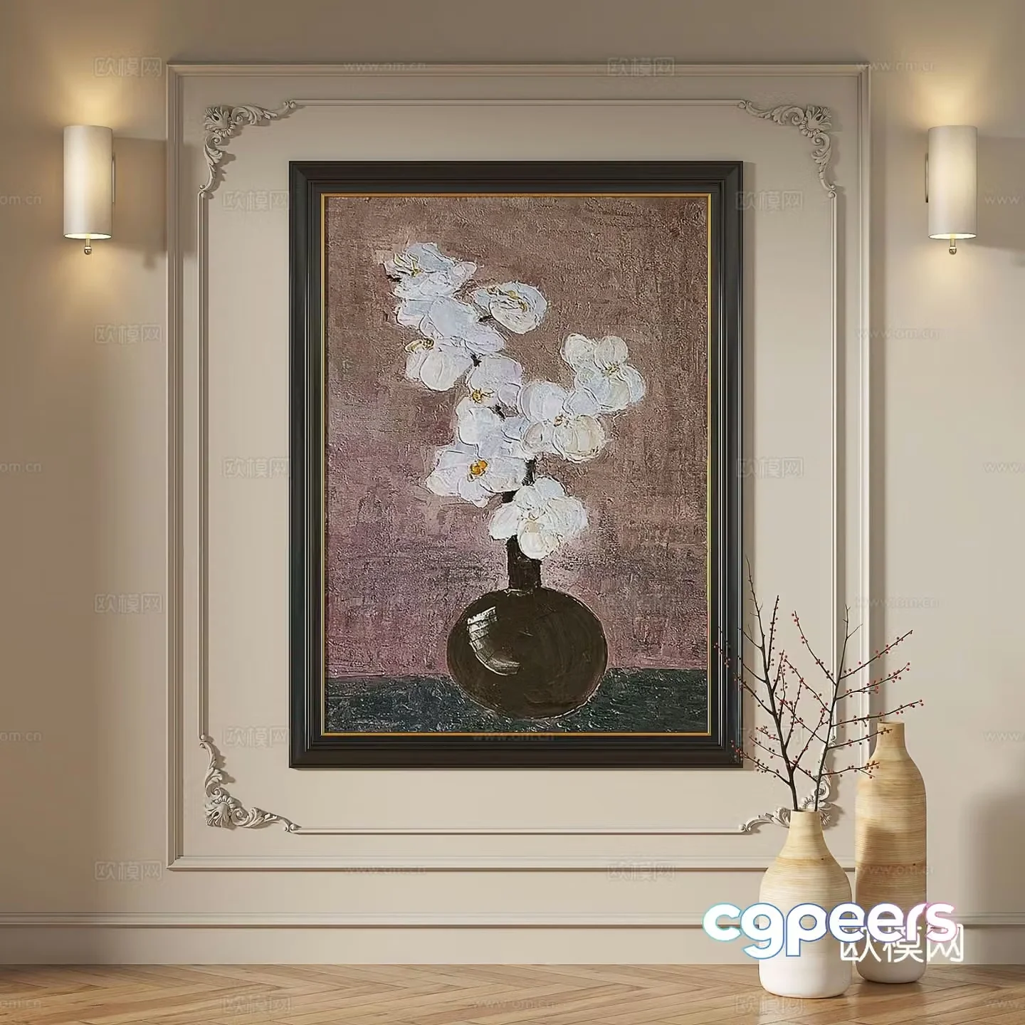 French hanging paintings retro oil paintings European murals classical decorative paintings abstract paintings decorative paintings 3D model