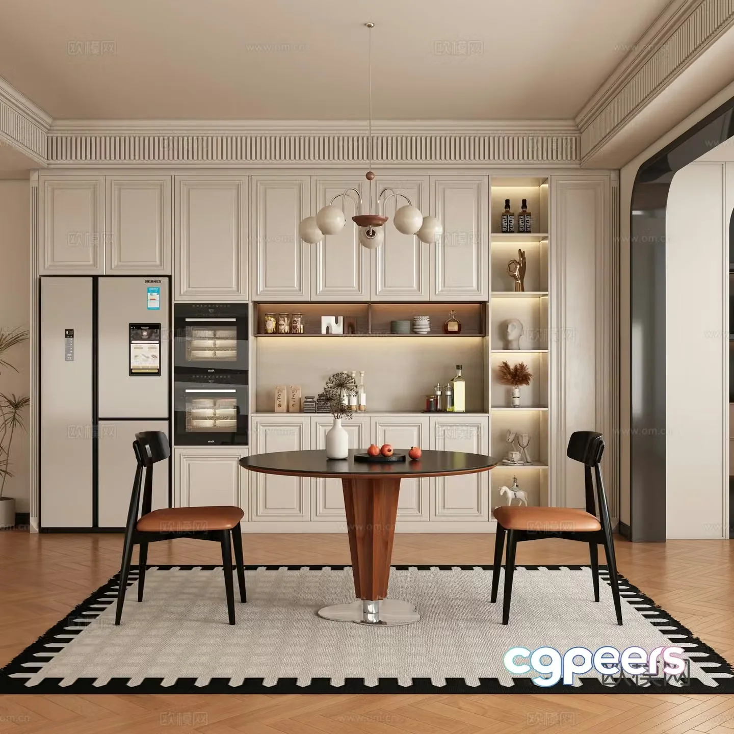 Modern medieval restaurant dining table and chair 3d model
