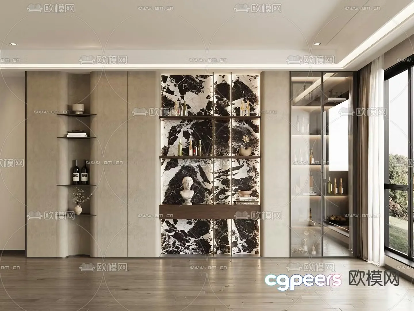 Wabi-sabi wine cabinet 3d model