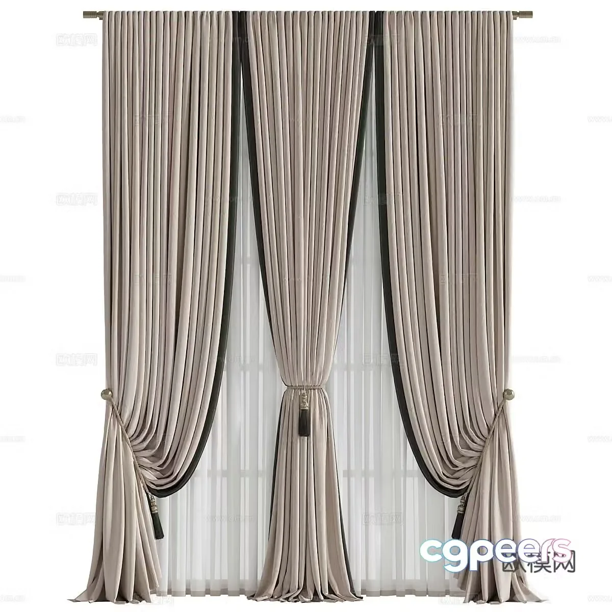 New Chinese style fabric curtain 3D model