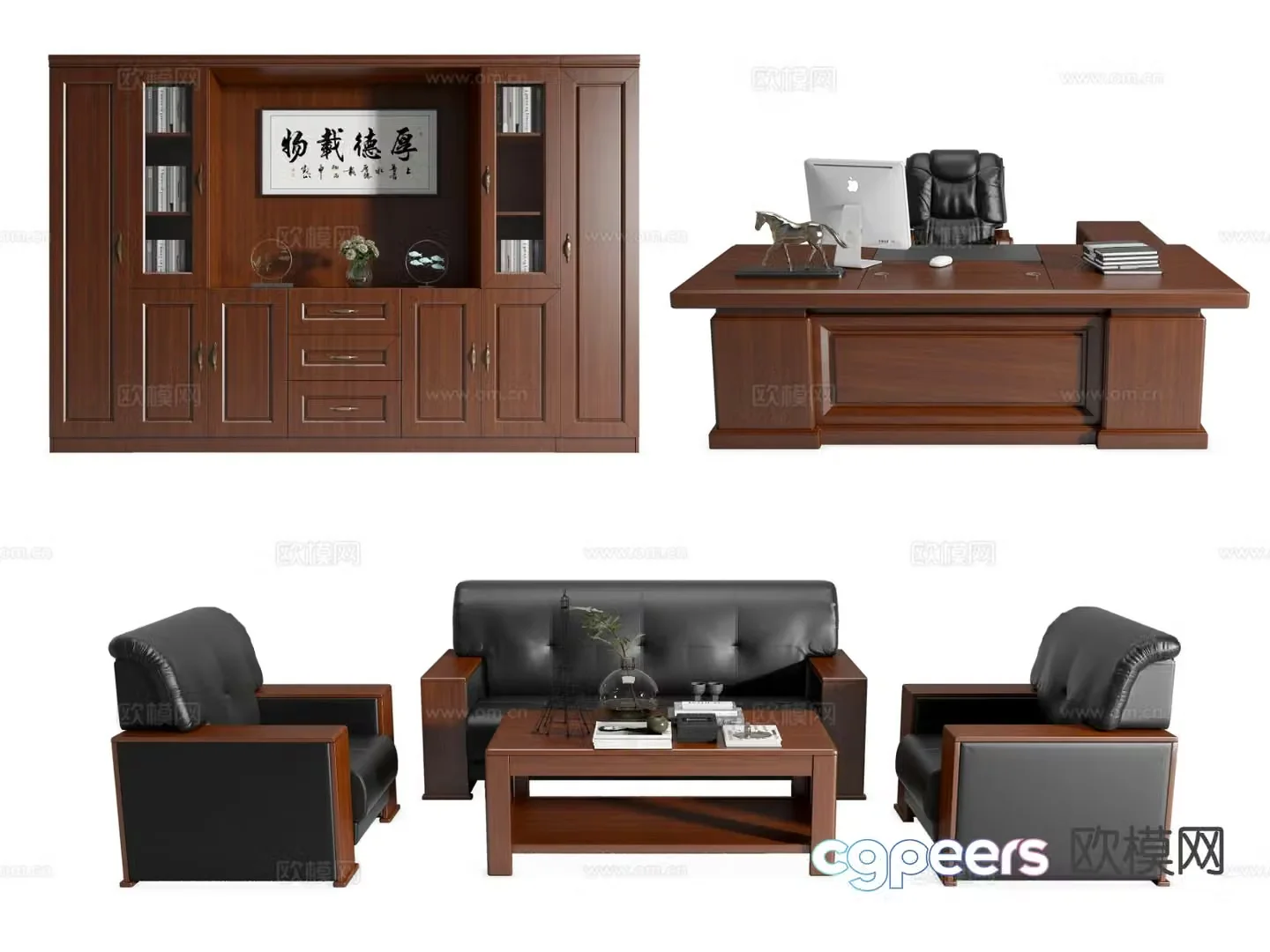 Modern executive desk and chair boss desk and chair 3d model