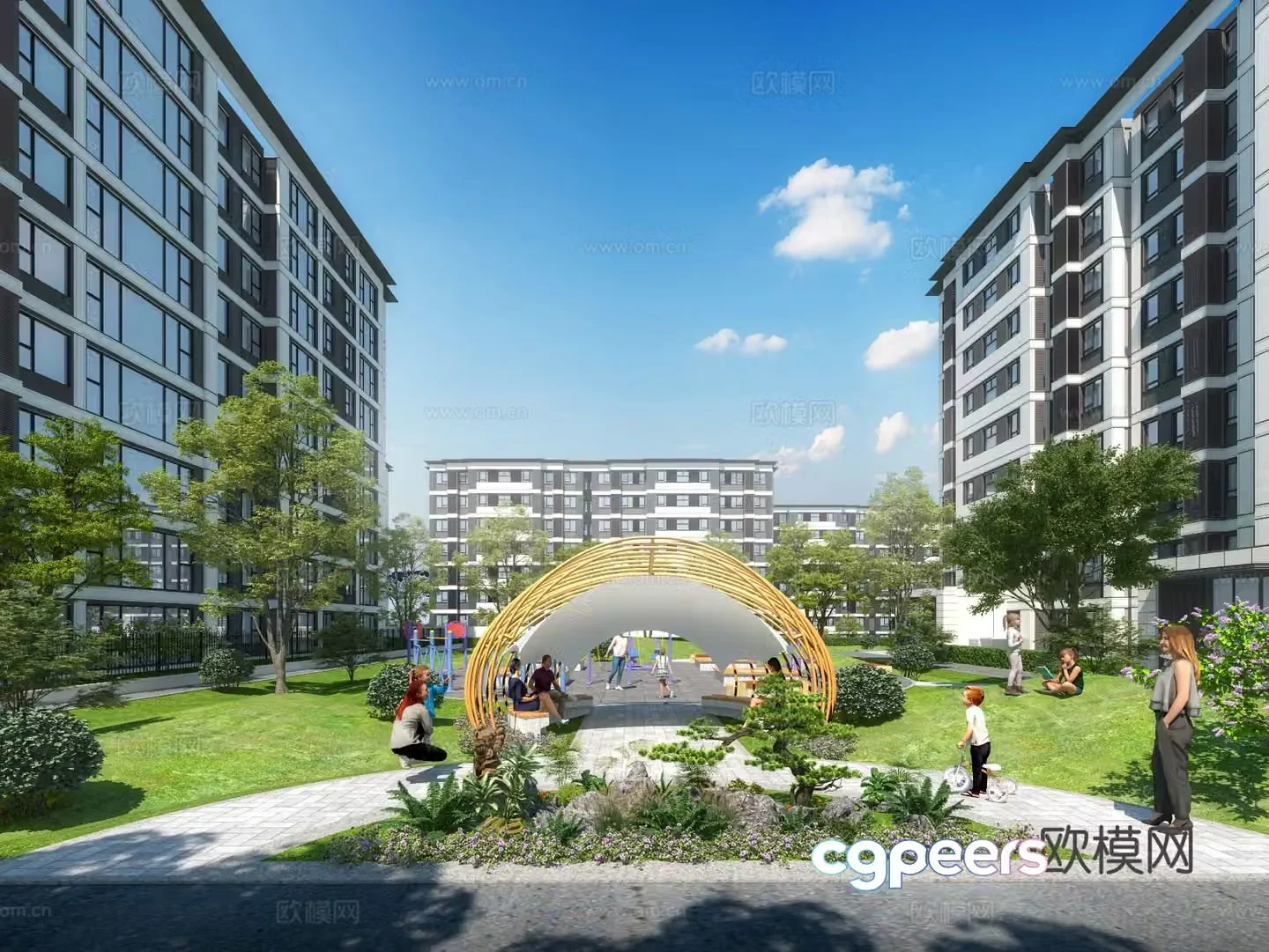 3D model of residential corridor landscape