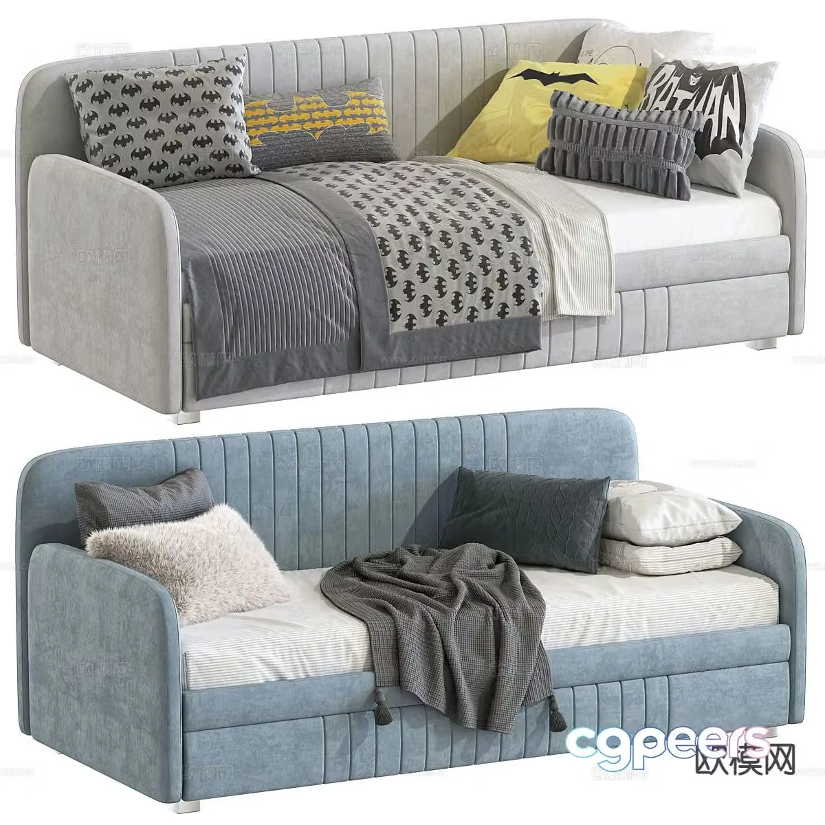 Double sofa upholstered sofa 3d model