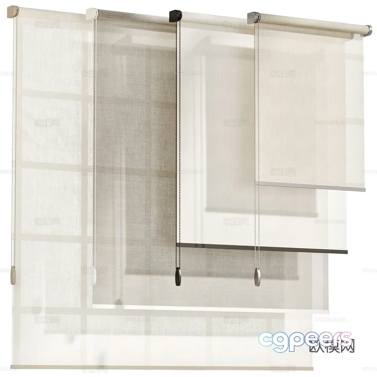 Modern Italian minimalist fabric roller blind 3D model