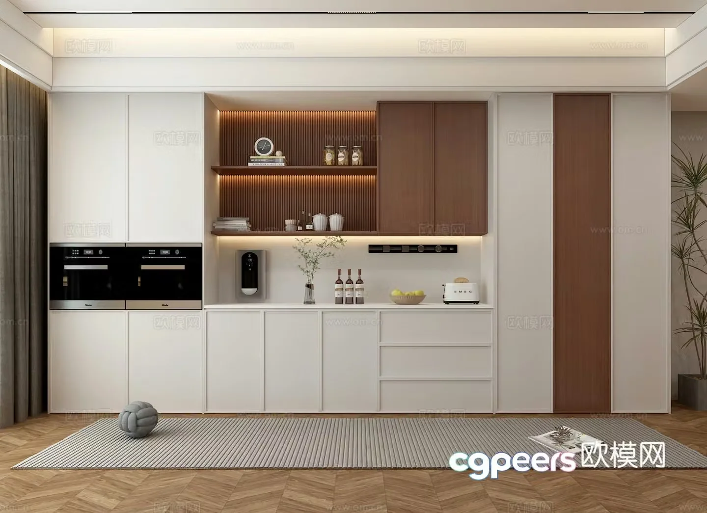 Modern medieval sideboard Modern medieval style wine cabinet Semi-open wine cabinet 3D model