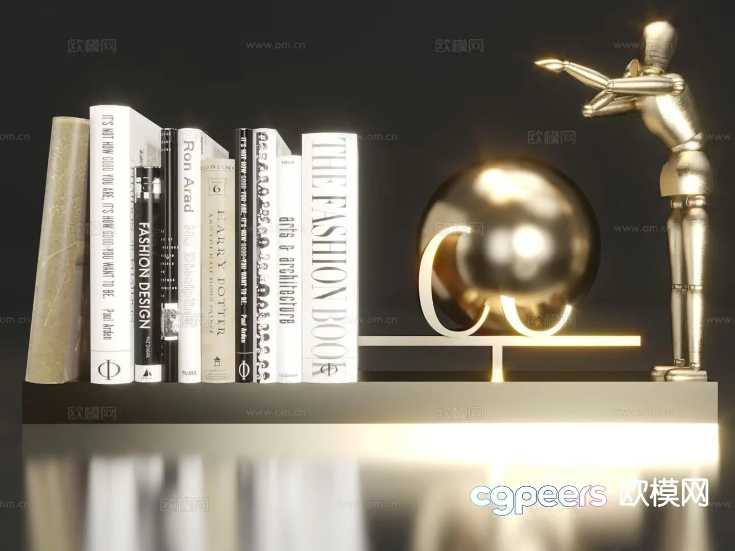 Modern jewelry ornaments books crafts 3d model