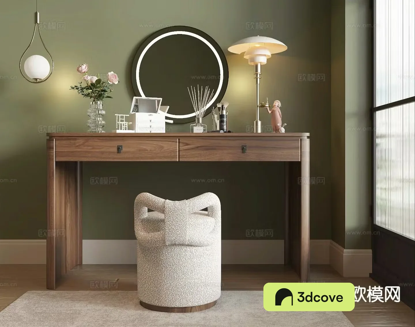 Middle style dressing table 3d model