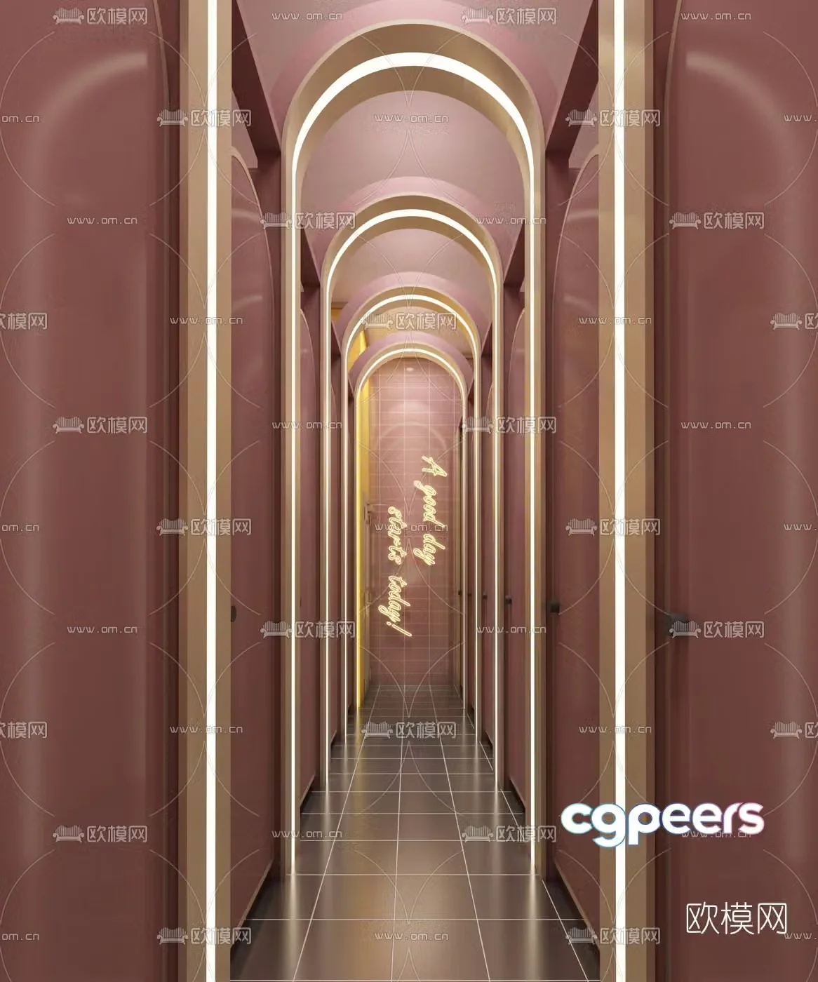 Modern public hotel bathroom 3d model