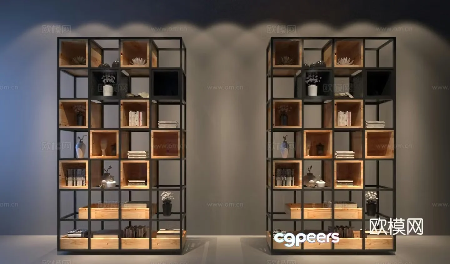 Industrial style decoration cabinet bookcase ornaments partition cabinet 3D model