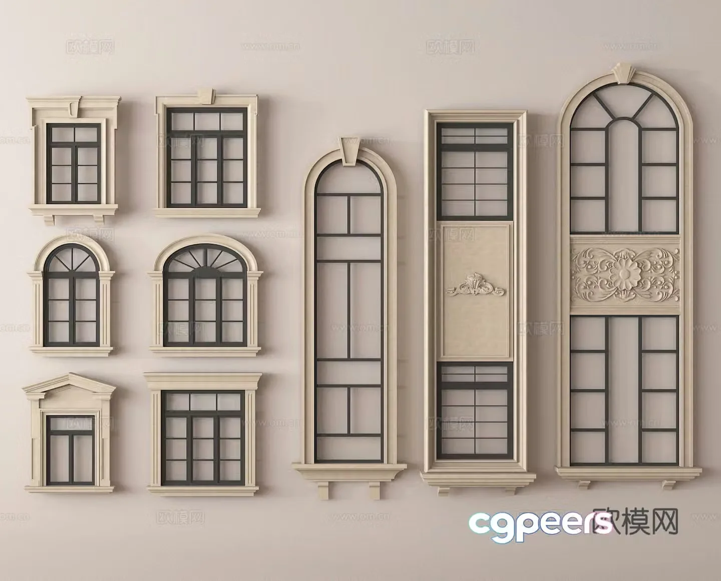Window Casement window Floor-to-ceiling window Arched window 3D model