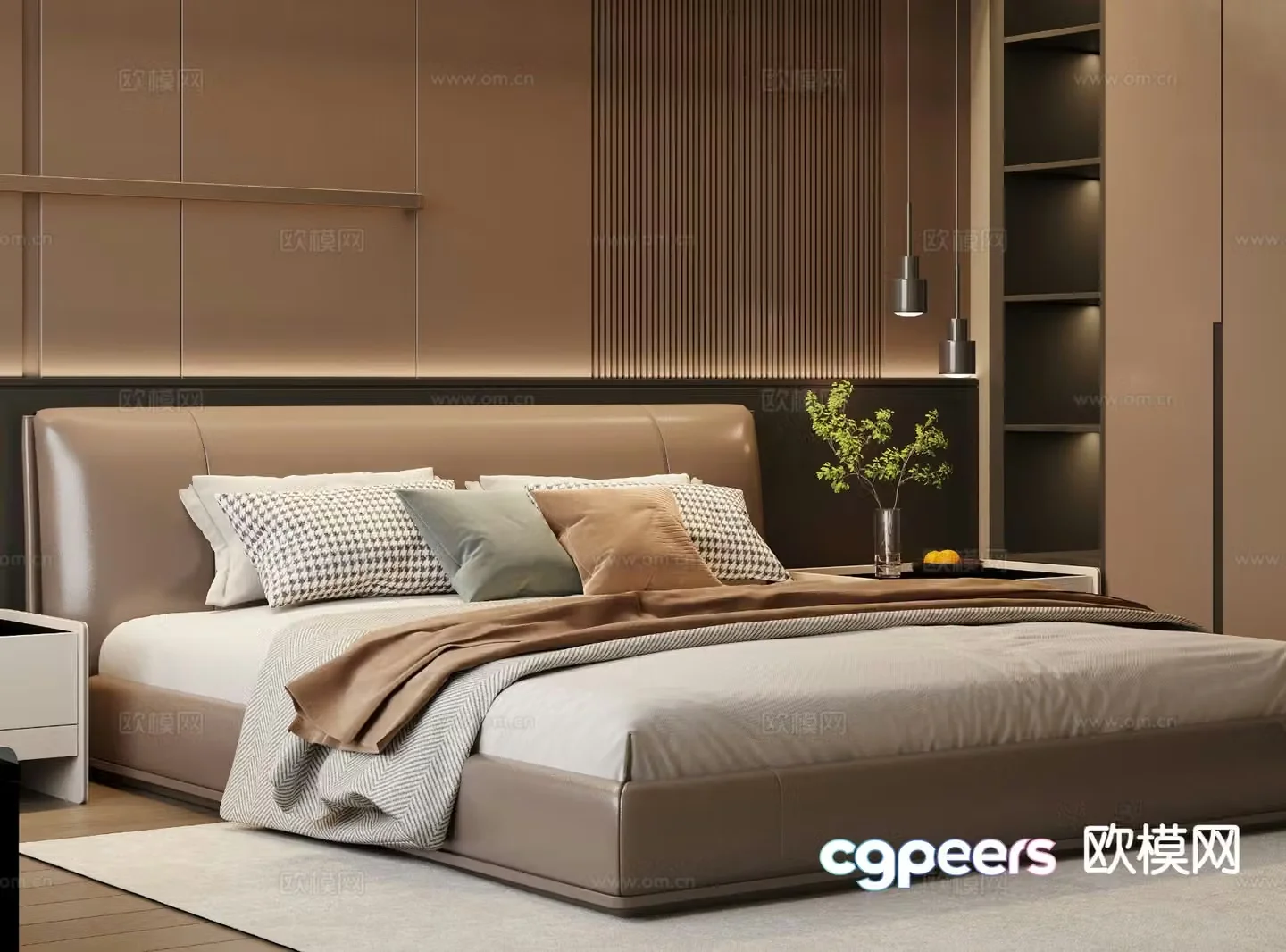 Italian double bed 3d model