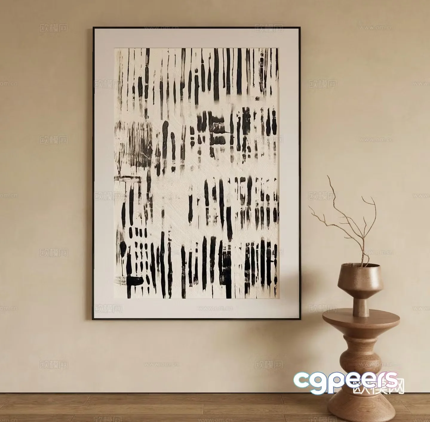 Modern texture painting decorative painting 3d model