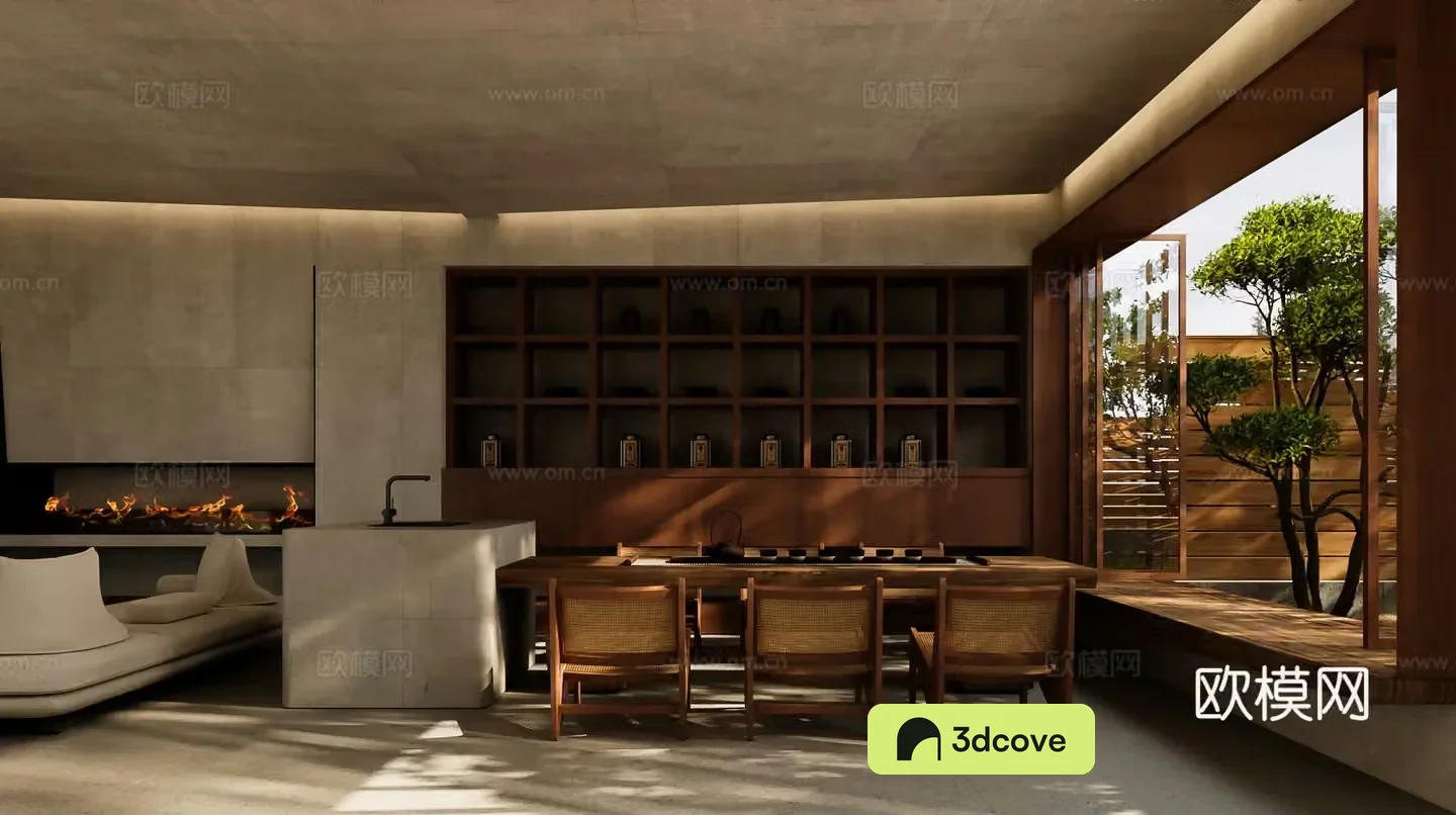 Wasabi Tea Room New Chinese-style Zen Tea Room Club Tea Room Villa Tea Room Office Tea Room 3D Model