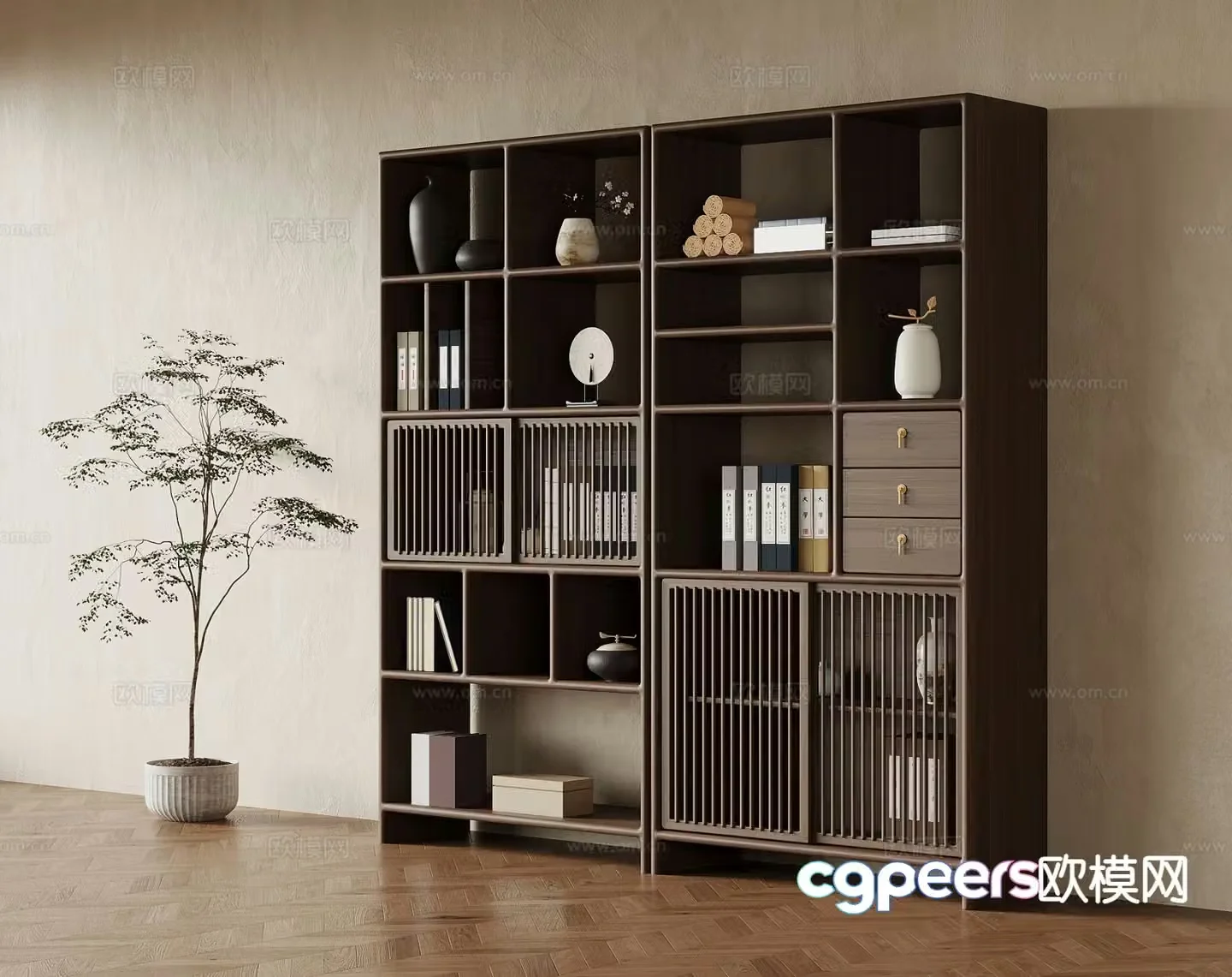 New Chinese style Bogu shelf bookshelf 3D model
