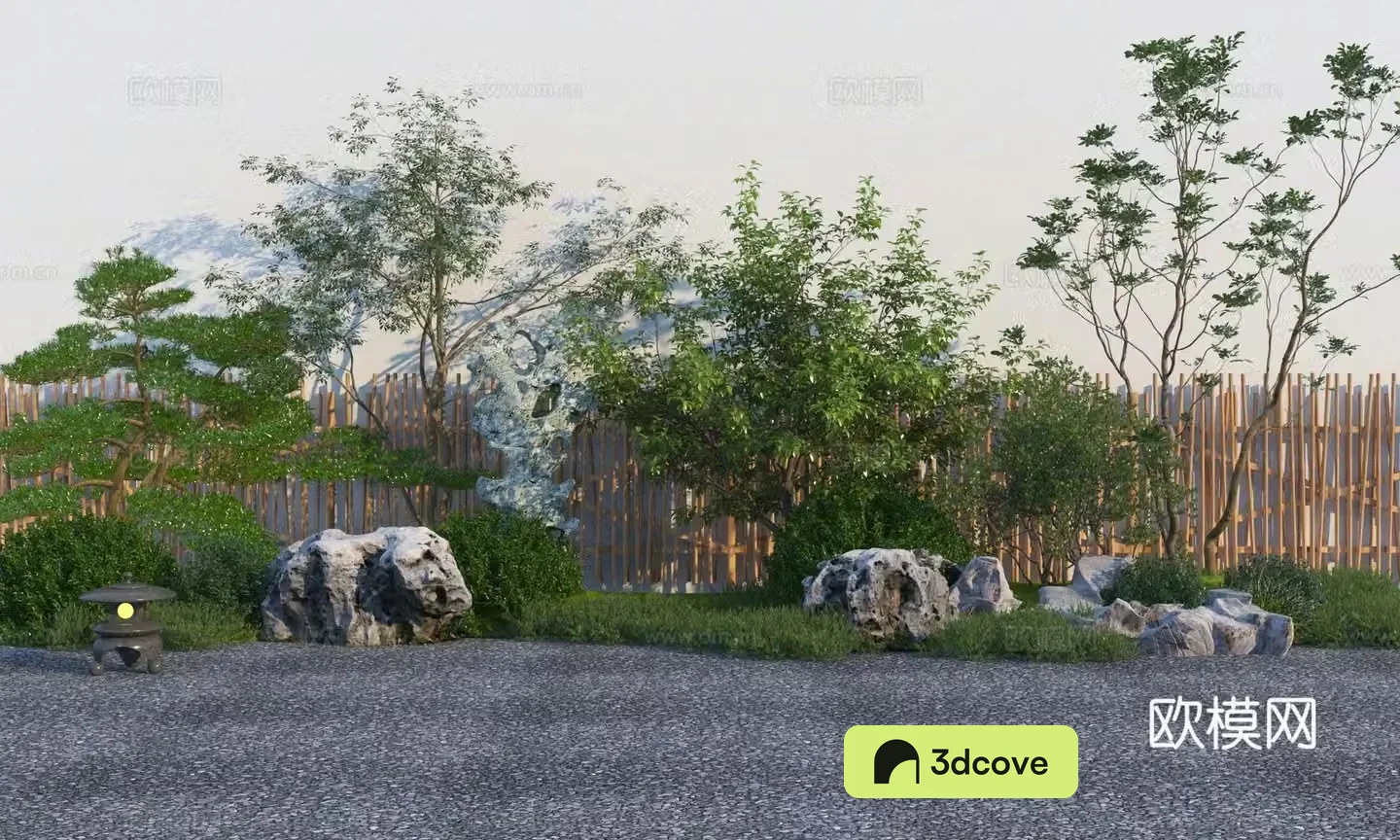 New Chinese style garden landscape sketch Garden plant landscaping