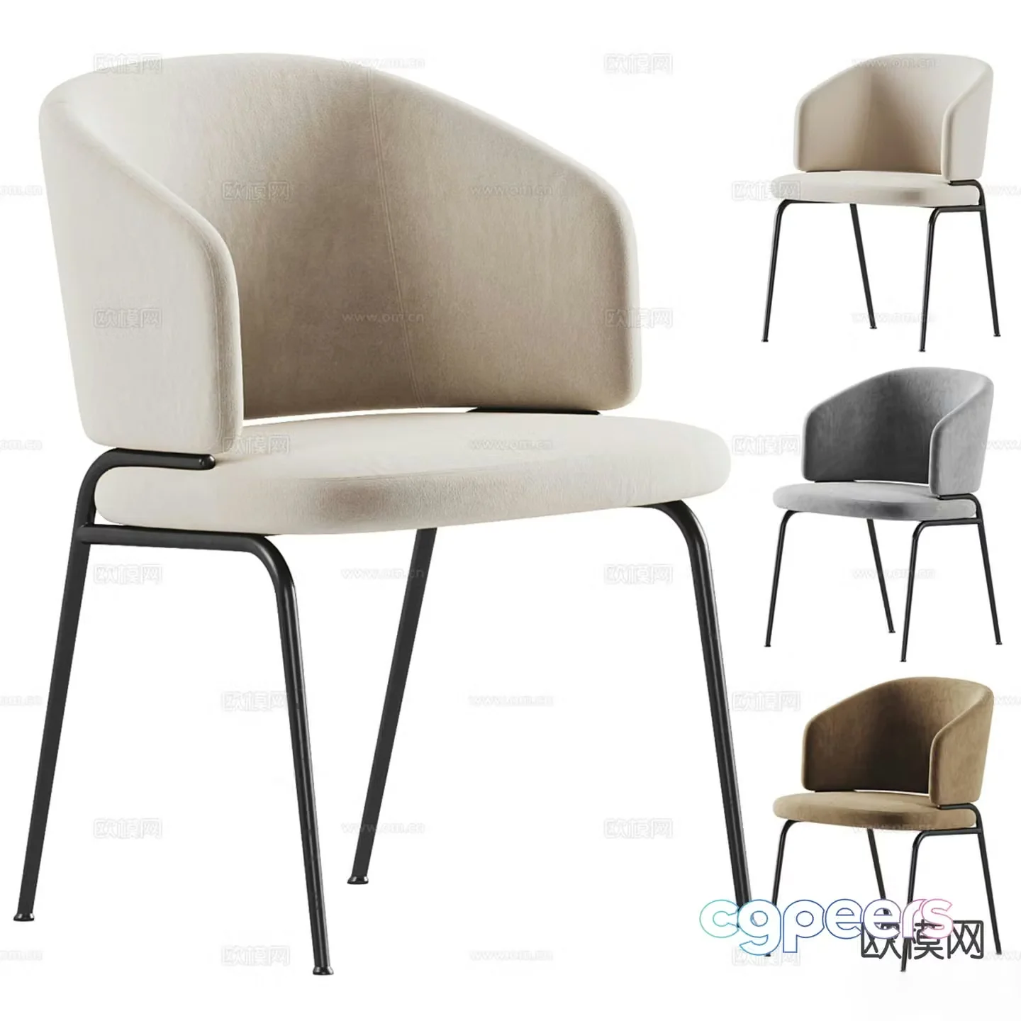 Modern dining chair single chair 3d model