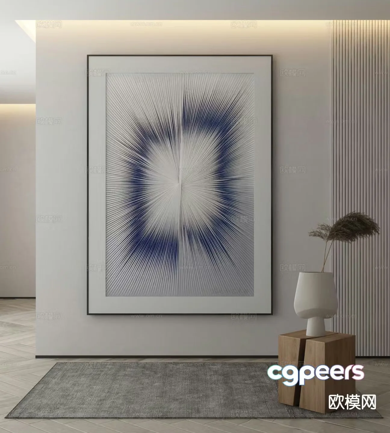 Modern texture painting decorative painting 3d model