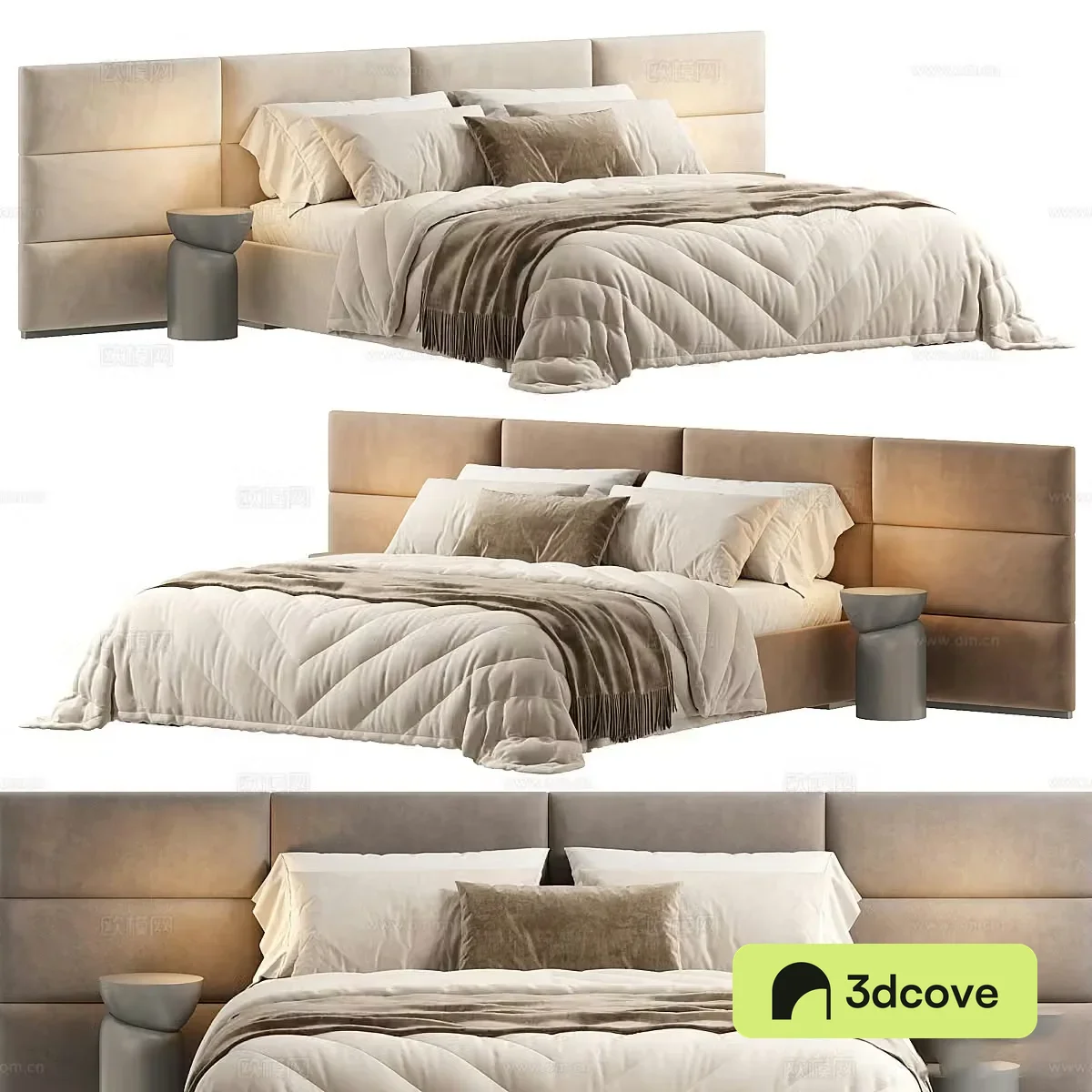Modern Italian light luxury fabric double bed