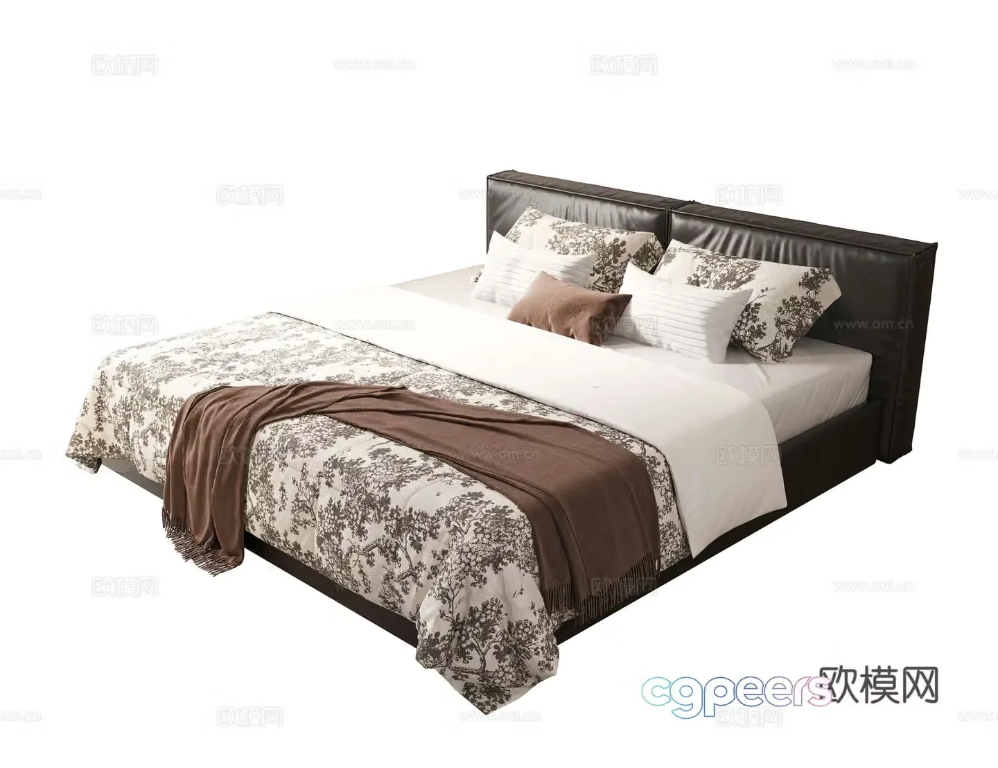 French double bed master bedroom bed 3d model