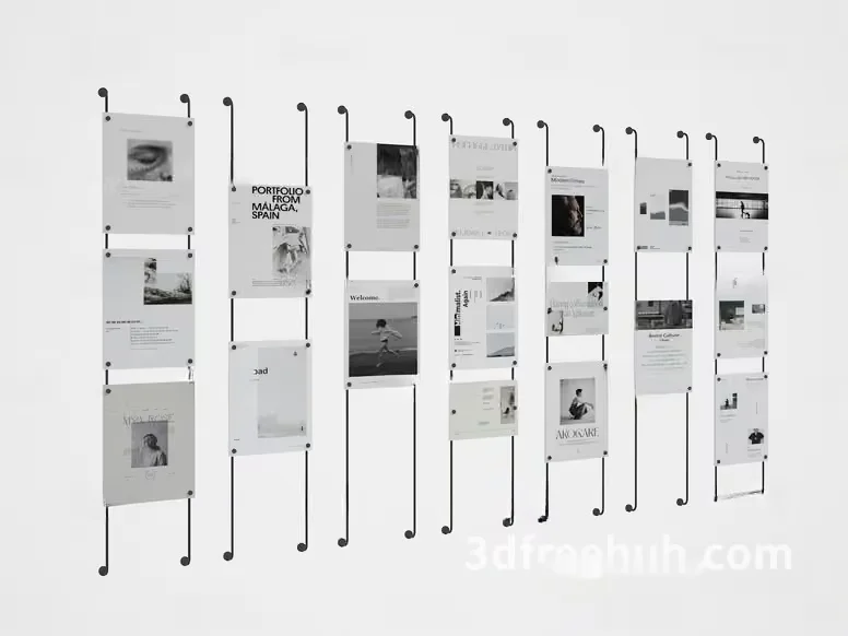 A Collection Of Posters Or Banners 3D Model – 21562 – VRAY Render