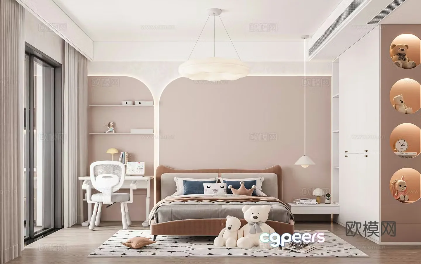 Modern children’s room girl’s room 3d model
