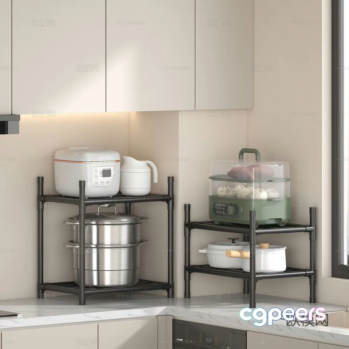 Kitchen shelf Steamer Kitchen supplies Rice cooker 3D model