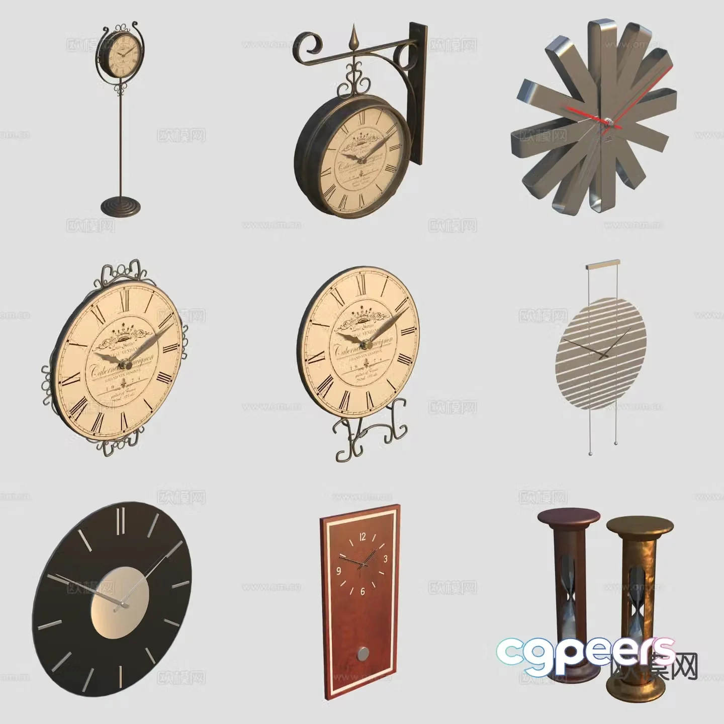 clock clock wall clock hourglass 3d model