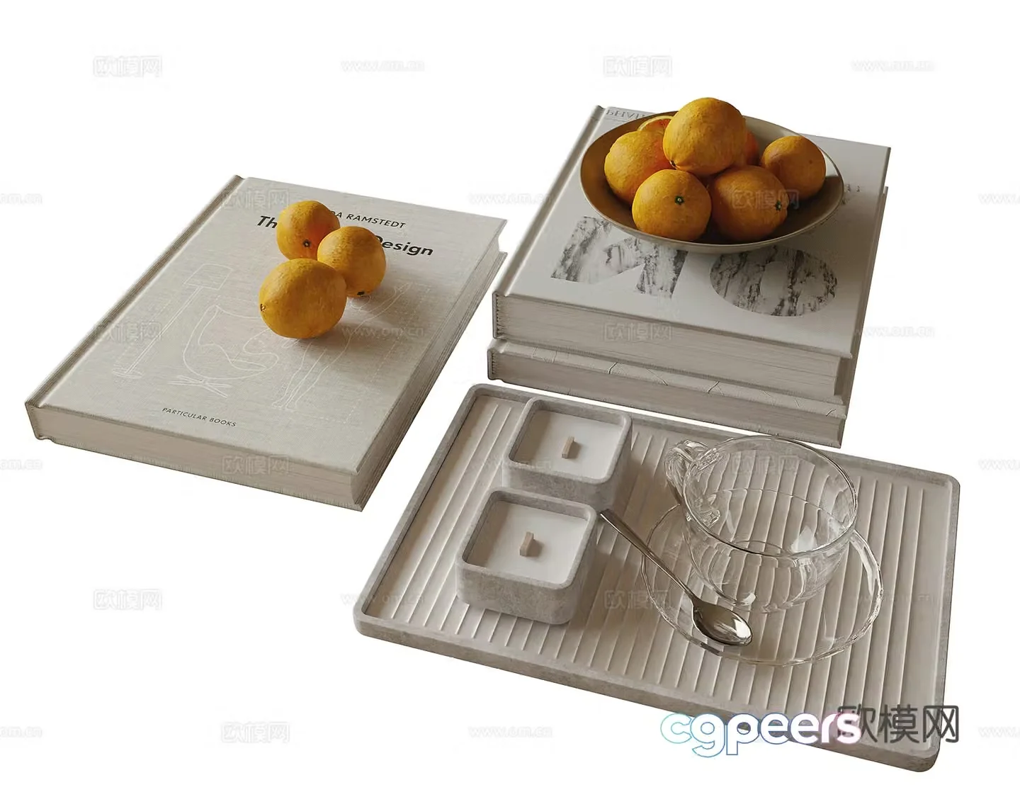 Modern jewelry ornaments combination Decorative ornaments Books and books 3d model