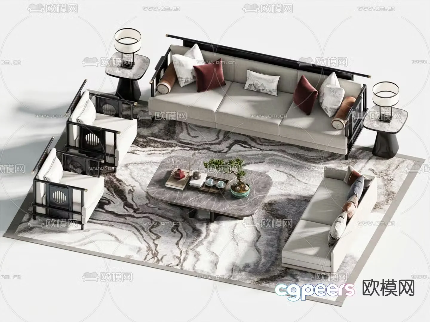 New Chinese style sofa set 3d model
