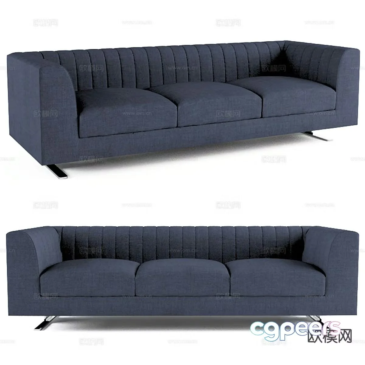 Modern fabric sofa three-seat sofa 3d model