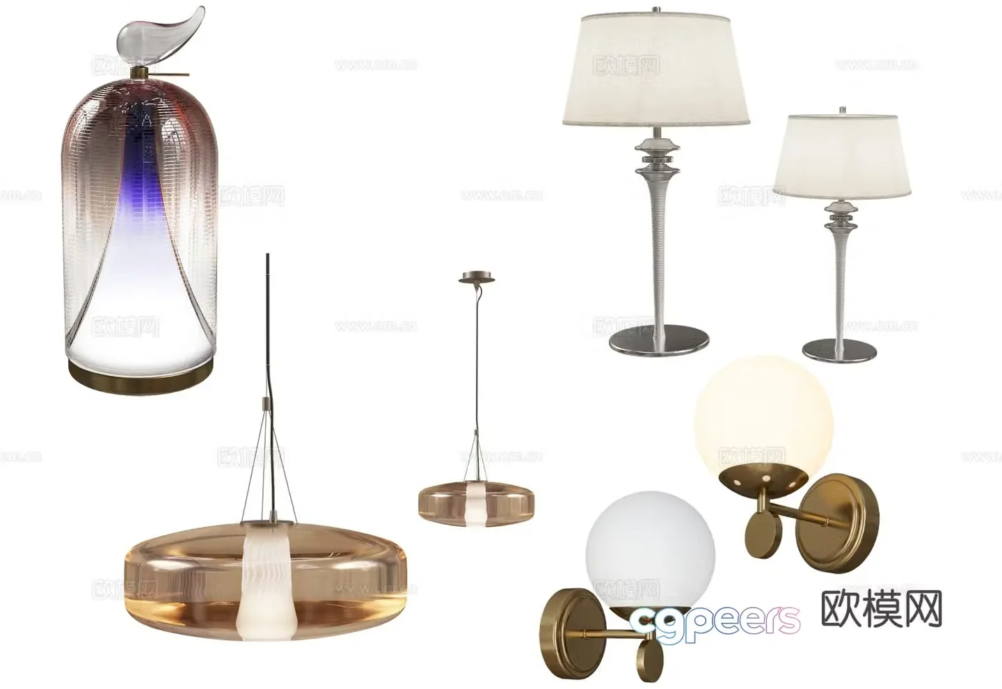 European style chandelier glass chandelier 3d model
