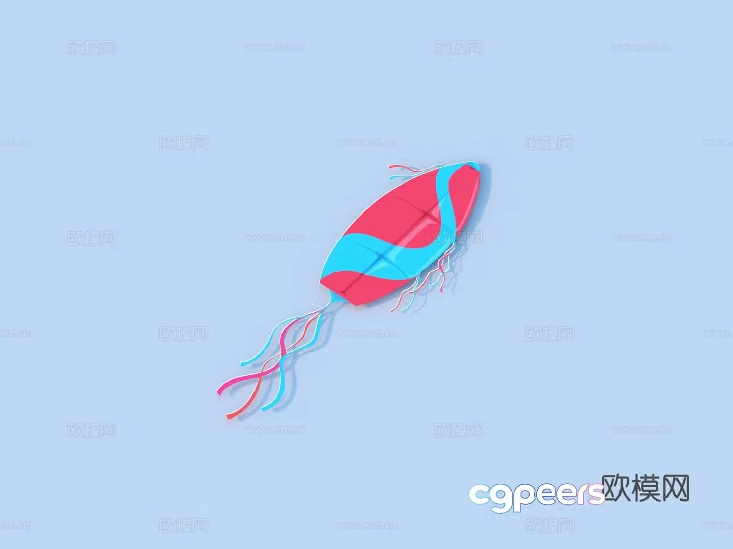 kite toy ornament decoration 3d model