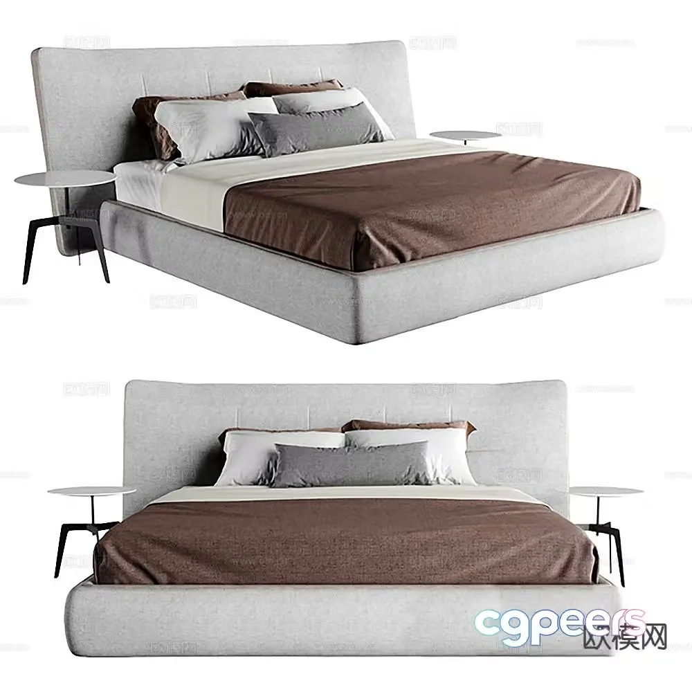 Minimalist double bed 3d model